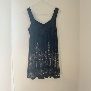 free people black velvet sequin dress